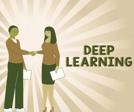 Hand writing sign Deep Learning. Business overview Hierarchical Abstractions Stock Illustration