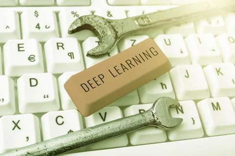 Hand writing sign Deep Learning. Word for Hierarchical Abstractions Artificial 写真素材