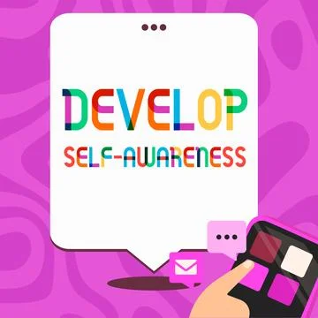 Hand writing sign Develop Self Awareness. Business approach Improve sharp 스톡 일러스트