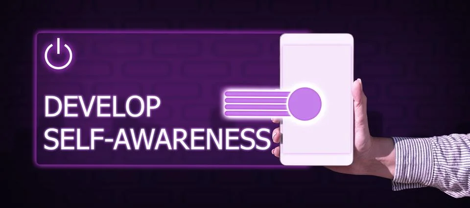 Hand writing sign Develop Self Awareness. Internet Concept Improve sharp Stock Photos