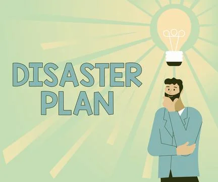 Hand writing sign Disaster Plan. Word Written on Respond to Emergency Stock Illustration