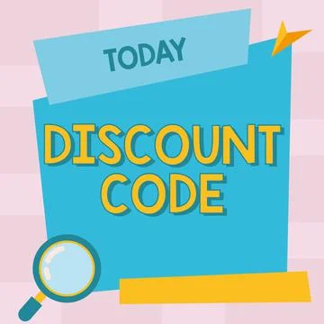 Hand writing sign Discount Code. Business idea Series of letters or numbers that Stock Illustration