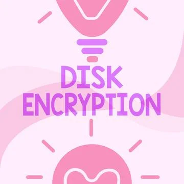 Hand writing sign Disk Encryption. Business approach the security mechanism used 库存插图