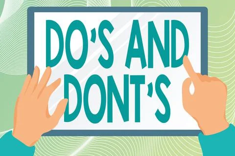 Hand writing sign Do S And Dont S. Word for Rules or customs concerning some Stock Illustration