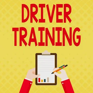 Hand writing sign Driver Training. Concept meaning prepares a new driver to Stock Illustration