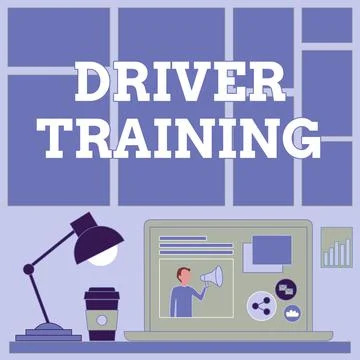 Hand writing sign Driver Training. Business approach prepares a new driver to Stock Illustration