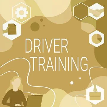 Hand writing sign Driver Training. Internet Concept prepares a new driver to Stock Illustration