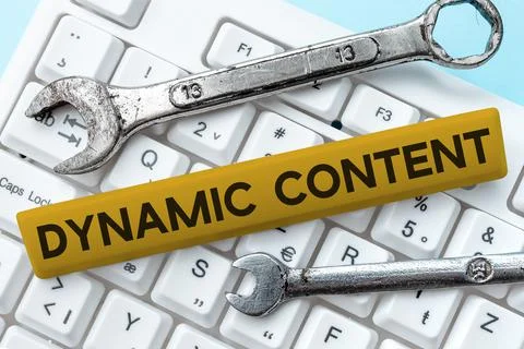 Hand writing sign Dynamic Content. Conceptual photo web content that changes Stock Photos