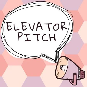 Hand writing sign Elevator Pitch. Concept meaning A persuasive sales pitch Brief Illustrazione stock