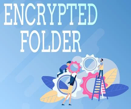 Hand writing sign Encrypted Folder. Business concept protect confidential data Stock Illustration