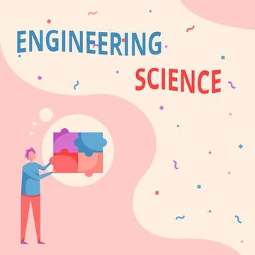 Hand writing sign Engineering Science. Concept meaning deal with physical and Illustrazione stock