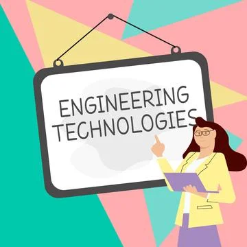 Hand writing sign Engineering Technologies. Word Written on deal with physical Ilustración de archivo