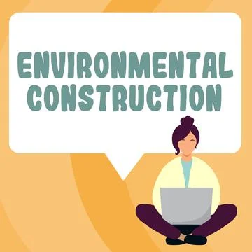 Hand writing sign Environmental Construction. Business overview knowledgeable Stock Illustration