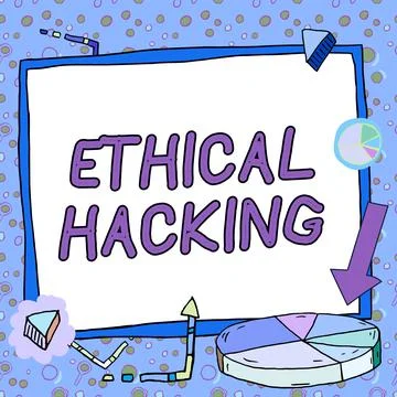 Hand writing sign Ethical Hacking. Concept meaning a legal attempt of cracking a Stock Illustration
