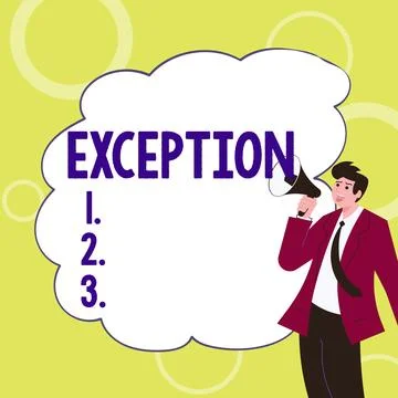 Hand writing sign Exception. Internet Concept person or thing that is excluded Stock Illustration