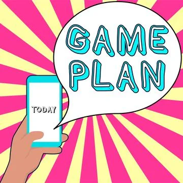 Hand writing sign Game Plan. Business idea strategy worked out in advance in Stock Illustration