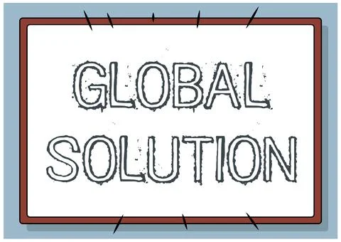 Hand writing sign Global Solution. Business approach prototypes that may resolve Stock Illustration