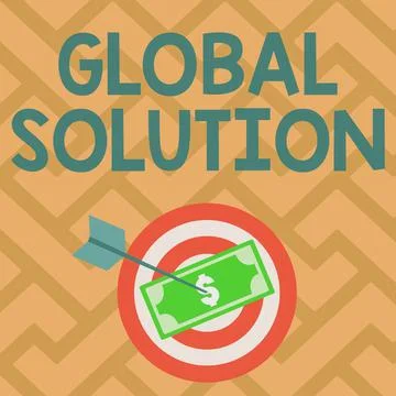 Hand writing sign Global Solution. Internet Concept dealing with a difficult Stock Illustration