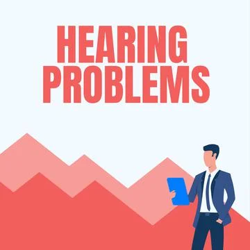 Hand writing sign Hearing Problems. Business overview is partial or total Stock Illustration