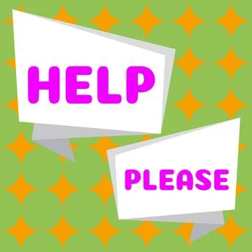 Hand writing sign Help Please. Concept meaning used to make a request or demand Stock Illustration
