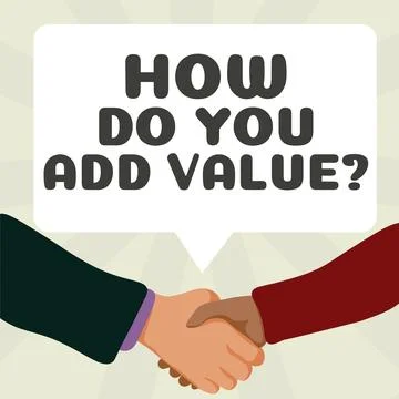 Hand writing sign How Do You Add Value. Word for Bring business progress 스톡 일러스트