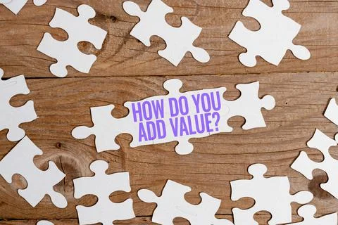 Hand writing sign How Do You Add Value Question. Concept meaning improve work 스톡 사진