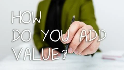 Hand writing sign How Do You Add Value. Internet Concept Bring business progress 스톡 사진