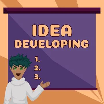 Hand writing sign Idea Developing. Business idea innovating the concept and 스톡 일러스트