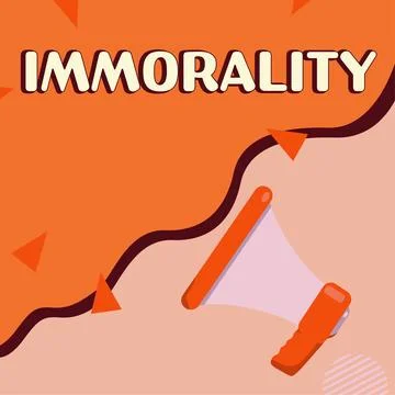 Hand writing sign Immorality. Internet Concept the state or quality of being Stock Illustration