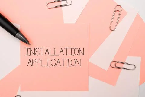 Hand writing sign Installation Application. Internet Concept the act of Stock Photos