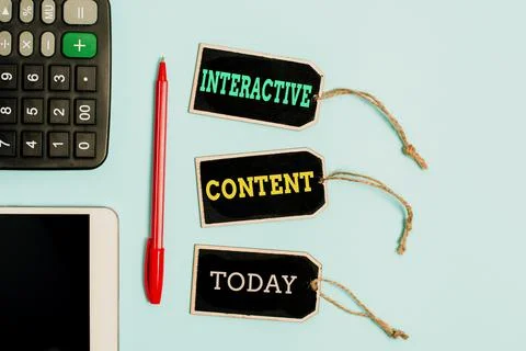 Hand writing sign Interactive Content. Business showcase It requires the Stock Photos