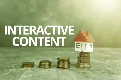 Hand writing sign Interactive Content. Business concept It requires the Stock Photos