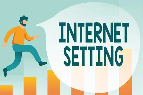 Hand writing sign Internet Setting. Conceptual photo etermines how it connects Stock Illustration