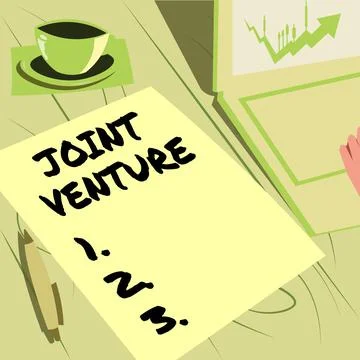 Hand writing sign Joint Venture. Business concept Collaboration Arrangement Stock Illustration