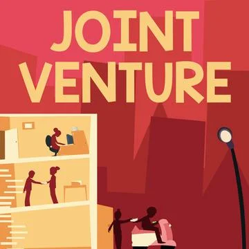 Hand writing sign Joint Venture. Internet Concept Collaboration Arrangement Stock Illustration