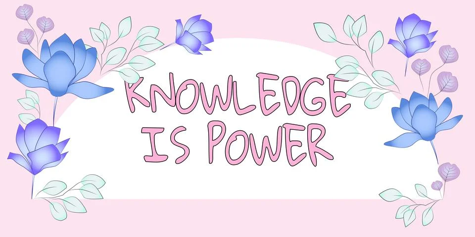 Hand writing sign Knowledge Is Powerskills acquired through experience and Stock Illustration