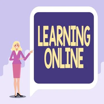 Hand writing sign Learning Online. Concept meaning Learn something new with the Stock Illustration