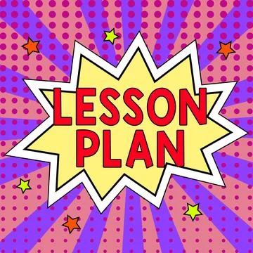 Hand writing sign Lesson Plan. Conceptual photo a teacher's detailed description Stock Illustration