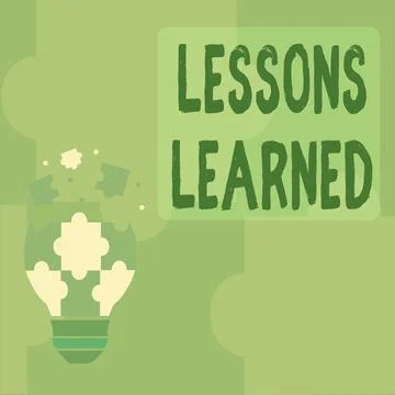 Hand writing sign Lessons Learned. Business showcase information reflects Stockillustratie