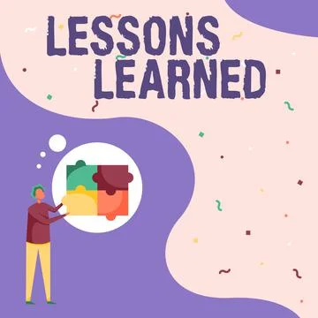 Hand writing sign Lessons Learned. Business showcase information reflects Stockillustratie
