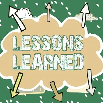 Hand writing sign Lessons Learned. Business overview Promote share and use Stock Illustration