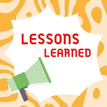Hand writing sign Lessons Learned. Concept meaning Promote share and use Stock Illustration