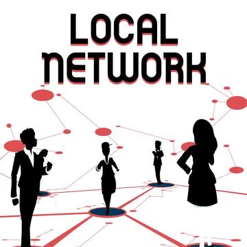 Hand writing sign Local Network. Internet Concept Intranet LAN Radio Waves DSL Ilustración de archivo