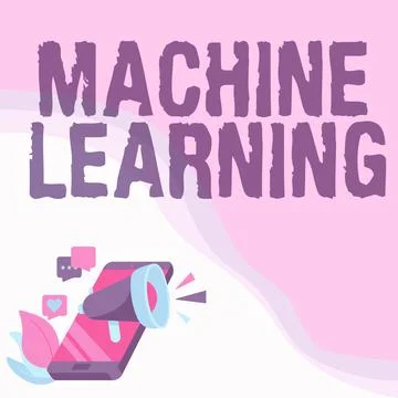 Hand writing sign Machine Learning. Business concept give computers the ability Stock Illustration