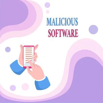 Hand writing sign Malicious Software. Business overview the software that brings 库存插图