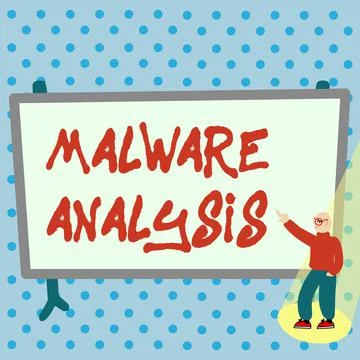 Hand writing sign Malware Analysis. Business approach performs deep analysis of Illustrazione stock