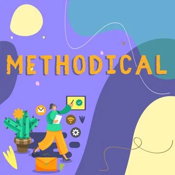 Hand writing sign Methodical. Concept meaning System of Methods used in a study Stock Illustration