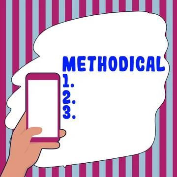 Hand writing sign Methodical. Conceptual photo System of Methods used in a study Stock Illustration