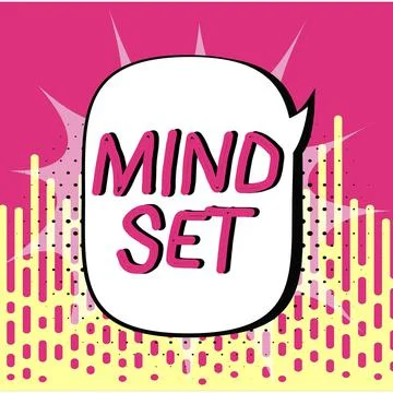 Hand writing sign Mind Set, Business overview A standard thought of a person  Stock Illustration