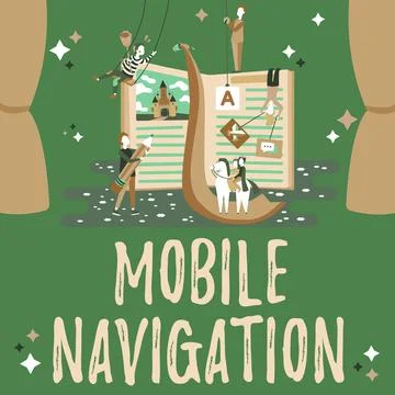Hand writing sign Mobile Navigation. Business approach graphical user interface Stock Illustration